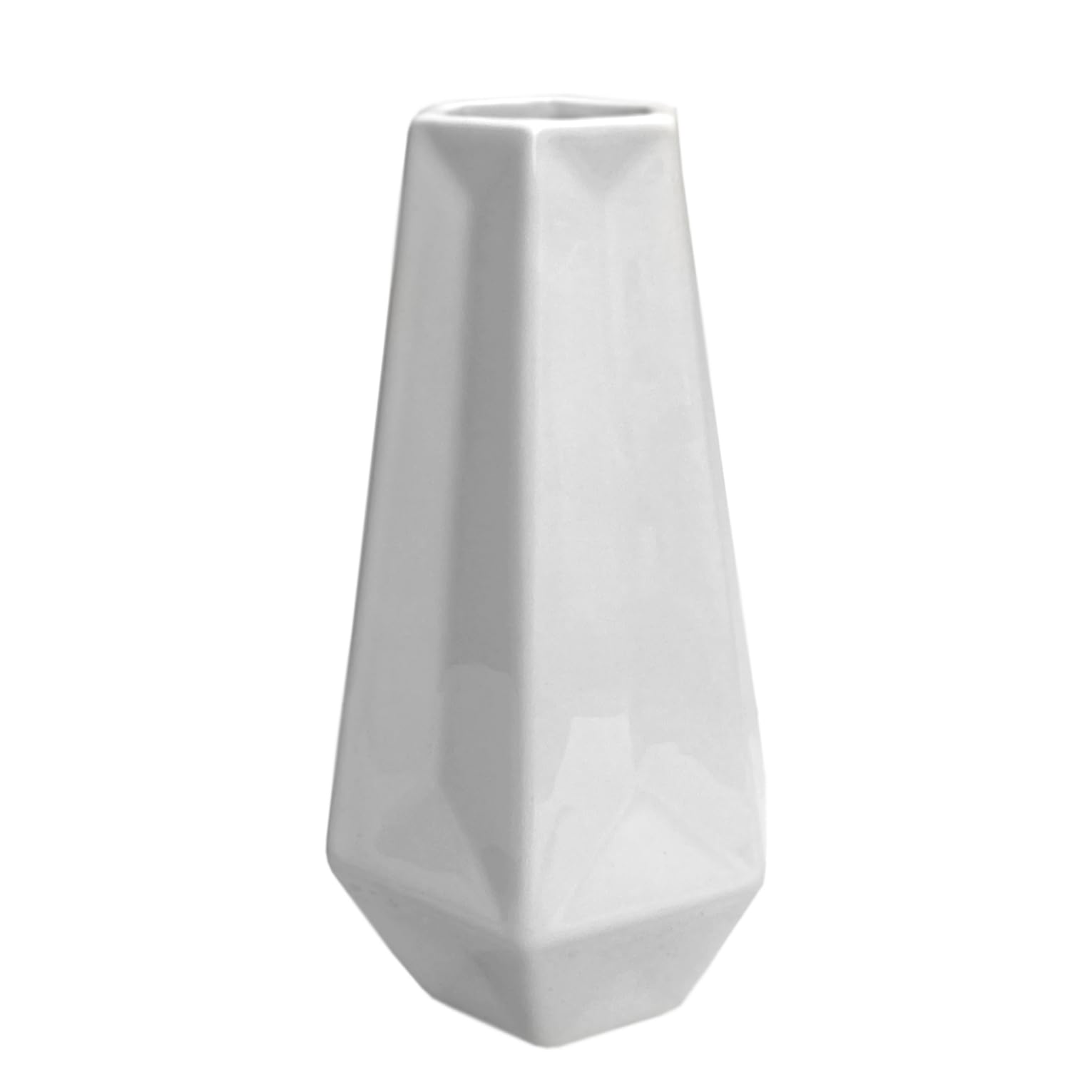 White Ceramic Vase 20cm Cylinder Geometric Style Wedding Table Piece Centrepiece Flower Arranging Home Decor Shiny Gloss Glaze Ornament (White Vase(D))