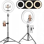 10" Ring Light with 63" Extendable Tripod Stands and Phone Holder, Dimmable LED Circle Round Light for Selfie Camera Photography/Makeup/YouTube Video/Vlogging/Live Streaming