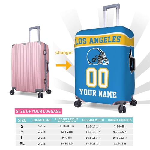 Image of Custom Los Angeles C Luggage Cover Personalized Football Style Suitcase Cover with Name Number Customized Washable Elastic Sports Travel Suitcase Protector for Business Vacation Gifts