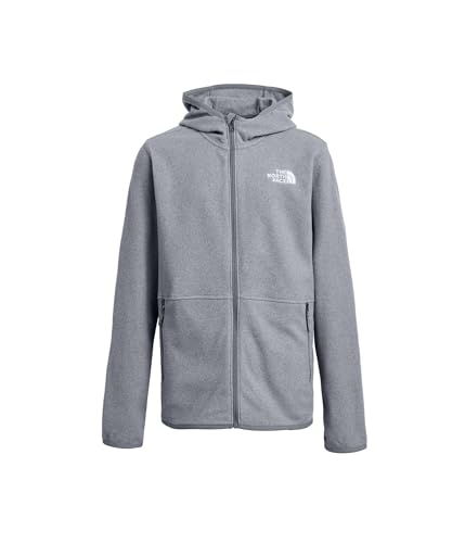 The North Face Teen Glacier Full Zip Hooded Jacket - Lightweight Fleece Hoodie for Boys & Girls Zip Hand Pockets TNF Mid Grey Heather Large