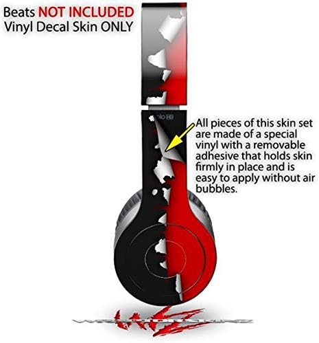 Skin Decal Wrap Works with Original Beats Solo HD Headphones Ripped Colors Black Red Skin Only (Headphones NOT Included)