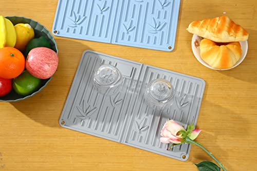 Mufhomse Ssilicone Dish Drying Mat For Kitchen Counter Easy Clean Eco-Friendly Heat Resistant Hot Pot Pad Non-Slip Sink Mat 14X10 Counter Top Mat Dish Draining Mat, Bpa Free, Dish Washer Safe #TOP2