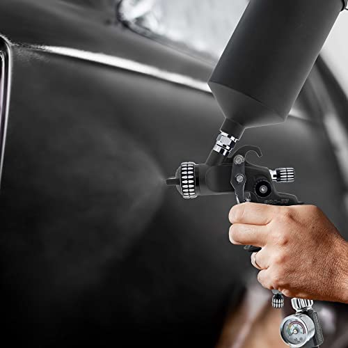 Master Elite High Performance Pro-33 Series Hvlp Spray Gun With 1.3Mm Tip And Air Pressure Regulator Gauge, Mps Cup Adapter - Ideal For Automotive Basecoats, Clearcoats - Industrial Coatings #TOP5