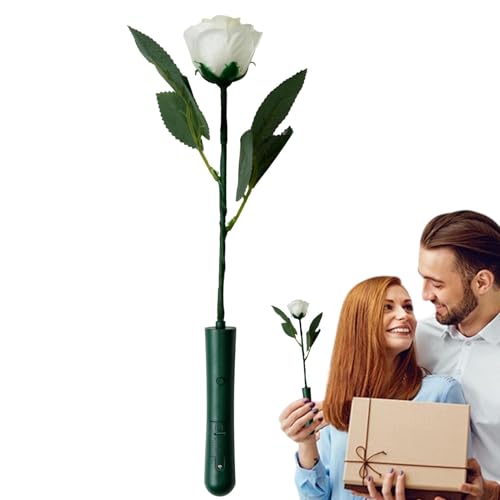 Rosas Artificiales - Rosas falsas de tallo único en flores iluminadas | Ramo de rosas artificiales de seda, tallo falso único con tallo largo | Flores artificiales LED para boda del día de la madre