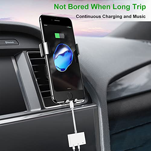 3 In 1 Headphone Adapter For Iphone, Lightning To 3.5 Mm Headphone Jack Adapter, Lightning Audio & Charging Adapter Dongle Cable Splitter Compatible With Iphone 14 13 12 11 Xs Xr X 8 7 Ipad #TOP4