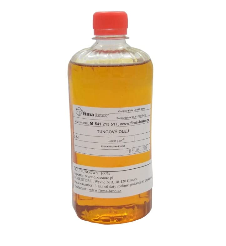 DIXIE STORE Olio di Tung Puro - Olio di Legno Naturale e Sicuro per Piani da Tavolo Davanzali Giocattoli per Bambini - Cura del Legno con Finitura Opaca - Asciugatura Rapida - Senza Additivi 0.5L