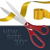 Oversized Ribbon Cutting Ceremony Kit - 30 Inch Big Red Scissors for Grand Opening Ceremonies and Gold Satin Ribbon For Special Events Business Opening and Inaugurations