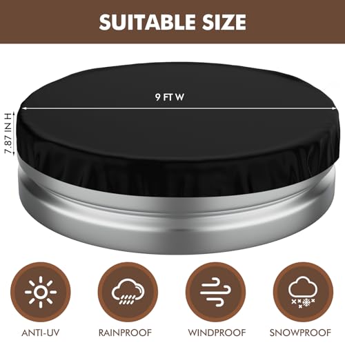 Mindsoft 9 ft Round Stock Tank Pool Cover 210d Oxford Cloth Protector for Above Ground Pools, Summer Pool Hot Tub Cover Heavy Duty Waterproof Dustproof Windproof with Accessories