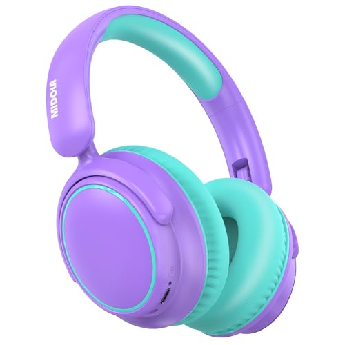 MIDOLA Active Noise Cancelling Kids Bluetooth Headphones,68H Play Time,Lightweight Wireless Foldable Over-Ear Headphone for Kid Toddler,Volume Limited 85/94dB,Headsets with Built-in Mic Purple