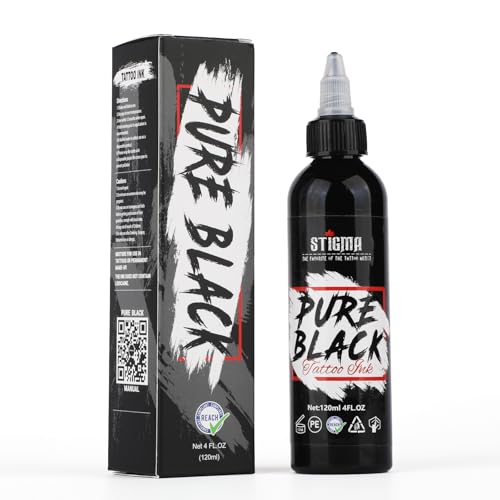 STIGMA 4oz/120ml Pure Black Tattoo Inchiostro per Tatuaggi Permanenti per Tatuaggi Professionali per Rivestimento e Ombreggiatura