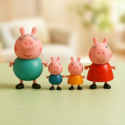 Image of Peppa Pig Family Figurine Set - 4-Piece Playset with Peppa, George, Mummy & Daddy Pig | Ideal Pretend Play Toy for Kids Ages 3+ | Perfect Birthday & Party Gift