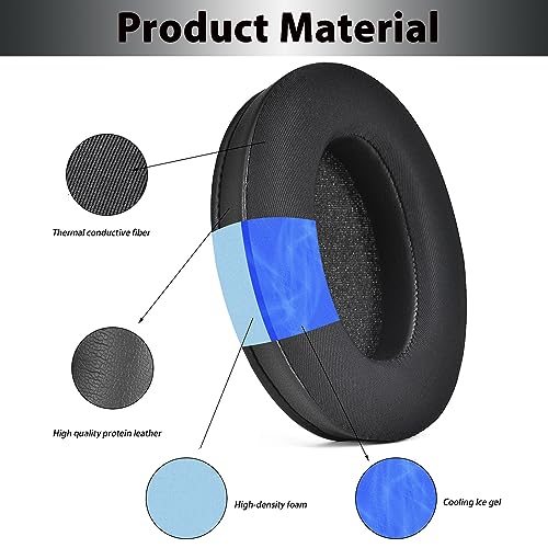 Image of Adhiper Replacement Ear Pads for Sony WH-1000XM3 (WH1000XM3) Noise Canceling Headphones, Upgraded Cooling Gel Earpads Cushions with Softer Protein Leather, Noise Isolation Memory Foam(Black)