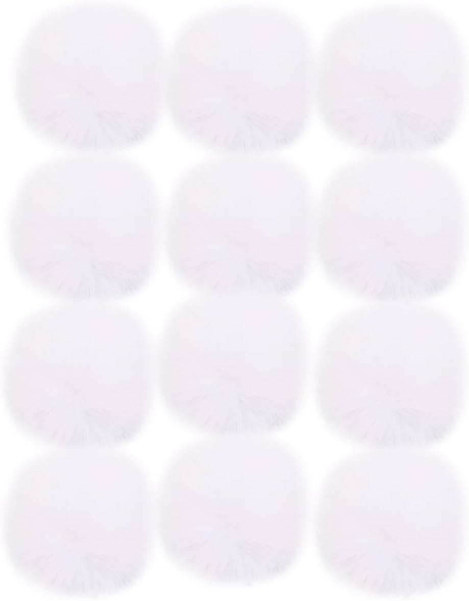 12pcs DIY Pom Pom Balls artificial fur Pompoms Key Ring with Elastic Loop for Scarves Gloves Knitting Hats Bags,white