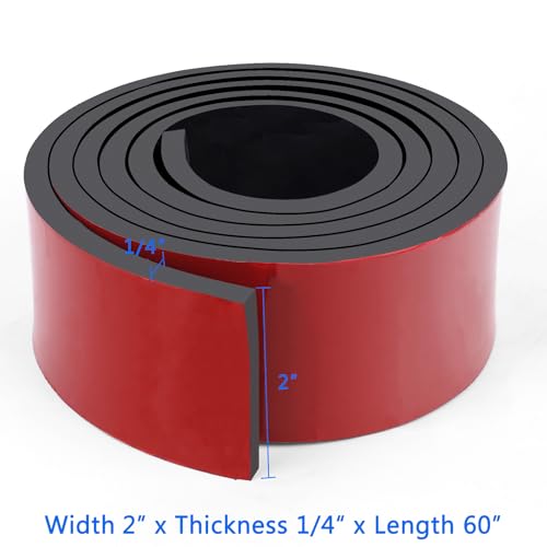 Image of WochiTV Adhesive Solid Rubber Strips, 2 inch Wide x 1 /4 inch Thick x 60 inch Long Self Stick Black Neoprene Rubber Rolls Perfect for DIY Insulation Cushion Gasket, Sealing, Liner, Weather Striping