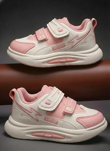 Image of HOOH Kids Athletic Sneakers with Double Hook and Loop Straps Lightweight Shoes with Aesthetic Design for Baby Boys and Girls for Age 12 Months to 9 Years