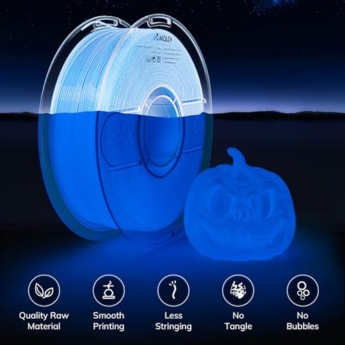 Image of AMOLEN 3D PLA Printer Filament, 1.75mm Glow in The Dark Blue PLA Filament for 3D Printing, Best with UV Lamps, 1kg Spool (2.2lbs), Dimensional Accuracy + /- 0.02 mm, Fit Most FDM 3D Printers