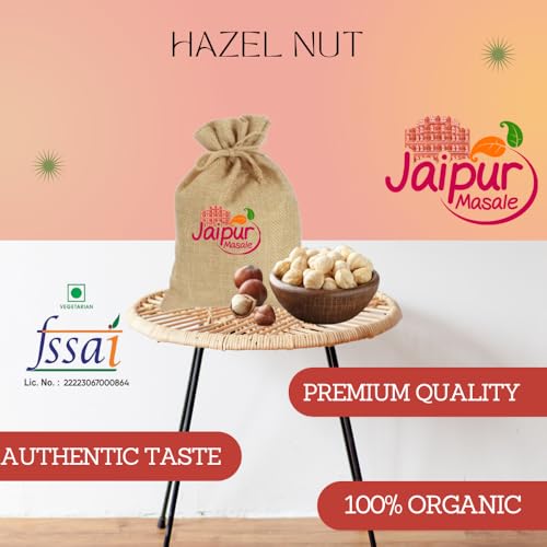 Image of JAIPUR MASALE Premium Hazel Nut Kernels | Healthy Snacks | Healthy & Tasty For Eating | Natural and Ideal for Healthy Snacking | Premium Gift Packaging (100g) with jute bag