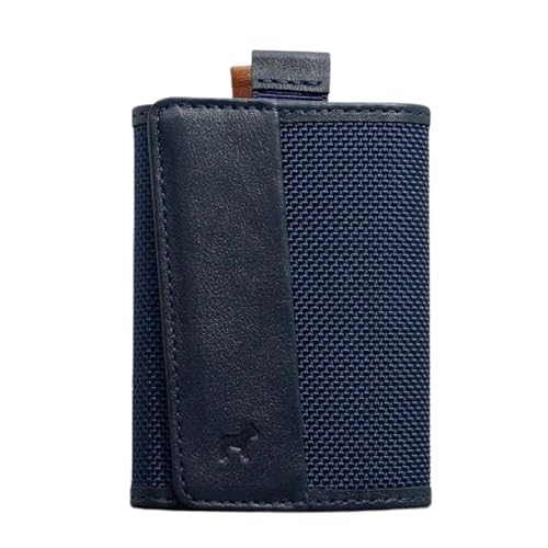 Image of The Frenchie Co. - Speed Wallet Mini - Mini Front Pocket Wallet - Ultra-Slim RFID Blocking Card Holder with Quick-Access Pull Tab - Ballistic Nylon and Full-Grain Italian Leather