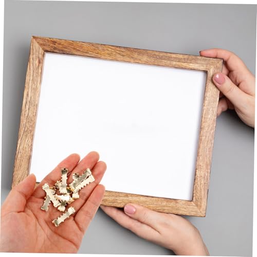 Image of 100pcs Picture Frame Hangers Gold Picture Framing Hardware Easy Installation Multi-use Backing Clips for Photos and Artworks Sturdy and Practical Frame Hook Supplies