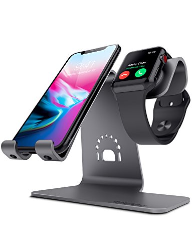 Bestand 2 in 1 Apple iwatch Charging Stand Holder&Phone Desktop Tablet Dock for Apple Watch/iPhone X/8Plus/8/7 Plus/iPad (Space Grey)