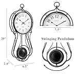 CLXEAST 20 Inch Black Metal Pendulum Wall Clock, Large Schoolhouse Regulator Wall Clocks for Living Room Decor,House Warming Gifts New Home,Gifts for Women - Image 2