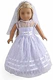 2Pc Doll Clothes White Communion Dress Wedding Dress Fits American 18 Inches Girl Dolls