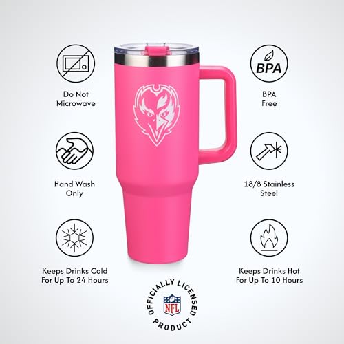 Image of The Memory Company Officially Licensed NFL - Baltimore Ravens 40oz Pink Game Day Tumbler with Team Logo