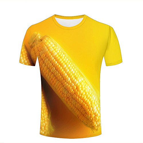guangtumiao 3D Print Mens Tee Shirts Photography-Cute Corn Graphics Short Sleeve Fashion Couple Tees L