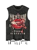 SOLY HUX Men's Summer Gothic Tank Top Graphic Print Distressed Sleeveless Shirts Vintage Hip-hop Vest Black Graphic Large