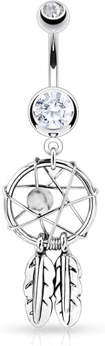 Miniatura 2 de Joyería de joyería para atrapasueños de acero quirúrgico con diseño de estrella tejida de acero quirúrgico para ombligo, 0.49oz, Mod-RTY-895-861