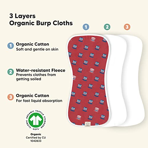 5-Pack Organic Burp Cloths For Baby Boys And Girls - Ultra Absorbent Burping Cloth, Burp Clothes, Newborn Towel - Milk Spit Up Rags - Burpy Cloth Bib For Unisex, Boy, Girl - Burp Cloths (U.s.a) #TOP3