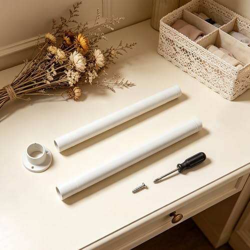 Tringle penderie ajustable en acier blanc dotée d'un support robuste - 7