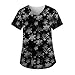 Womens Christmas Tops Fall Crop Cute Blouse Women Working Short Sleeve Comfortable Printed Shirts Polyester Black L