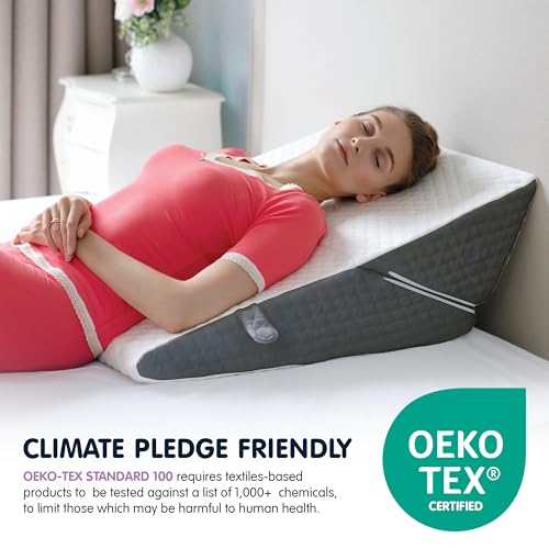 Adjustable Bed Wedge Pillow for Sleeping - Wedge Pillow for Sleep Apnea, Gerd, Acid Reflux Relief, Post Surgery - Foam Wedge Pillow for Back Pain Relief, Sleep Apnea Pillow Wedge or for Seniors