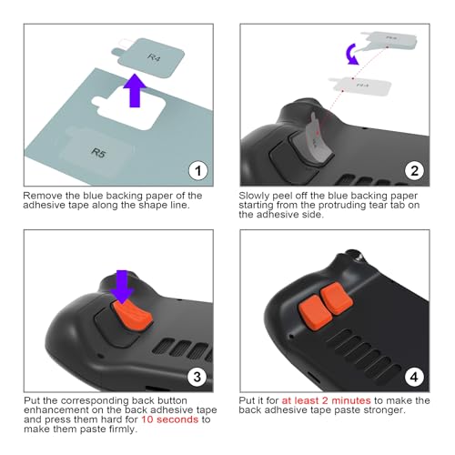 PlayVital Kit de Botones Traseros para Steam Deck LCD y OLED - Mejora de Agarre y Protección, Accesorios Antideslizantes para Steam Deck, 2 Diseños Aerodinámico y Tachuelas (Naranja) - imagen 9
