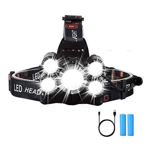Yizhet Linterna Frontal LED Recargables Luces Super Brillantes,4 Modos de Luz y hasta 300 Metros Cabeza Impermeable para Camping/Pesca/Ciclismo/Carrera/Caza