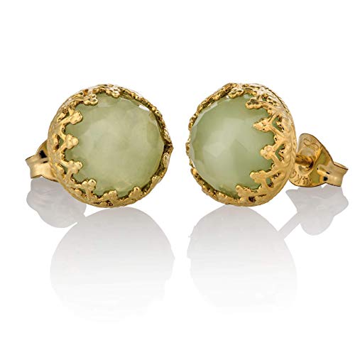 Gold Jade Earrings Light Green Stud 14k Gold Filled Jade Jewelry