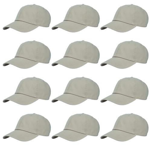 Image of Gelante Baseball Caps Hats 100% Cotton Plain Blank Adjustable Size Wholesale Bulk of 12 Pack