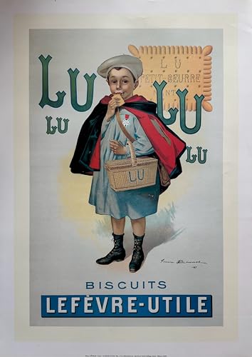 Affiche Lu Ecolier Lefèvre-Utile 50x70 cm pour décoration murale rétro