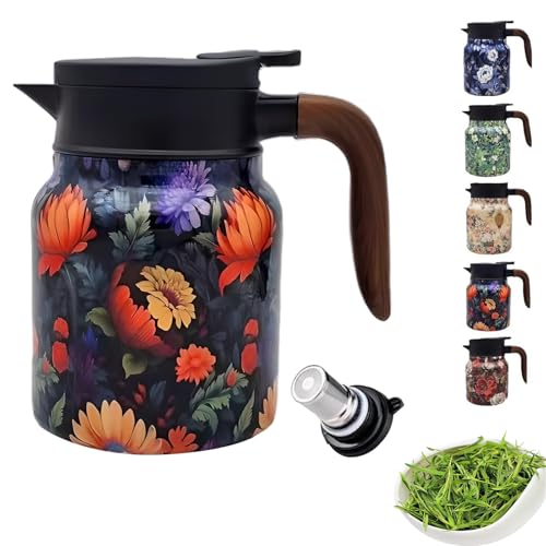 Tetera con infusor para café y té fría con diseño floral para cocina