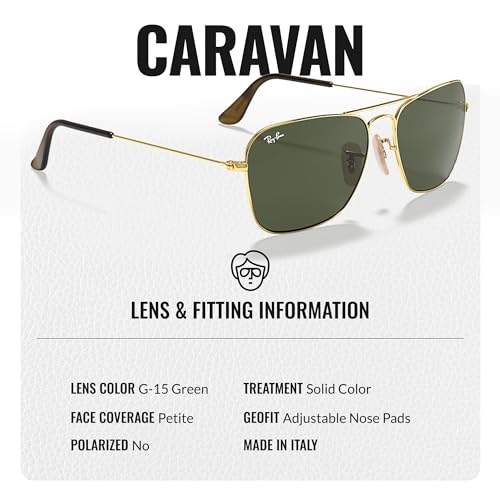Image of Ray-Ban RB3136 CARAVAN Square Shaped Sunglasses for Men & Women with Official RAYBAN Eyewear Kit