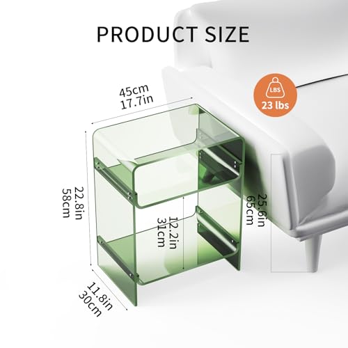 Acrylicolor UX2C01001 Acrylic Record Player Table With Storage Shelf, Clear Side Table Nightstand  thumb #2