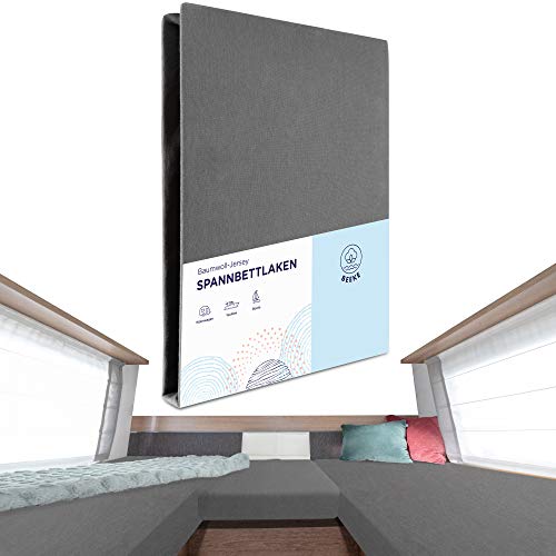® Premium Spannbettlaken Wohnmobil [3 teilig] - Multi-Stretch Bettlaken für Wohnwagen-Heckbett [Made in Germany] - 97% Baumwolle und 3% Elasthan