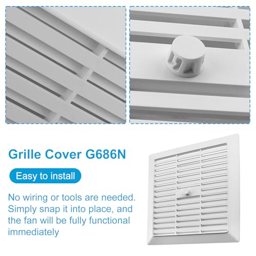 Rejilla de reemplazo QQZ para ventilador de extracción NuTone 686, cubierta de repuesto G686N para baño miniatura 4