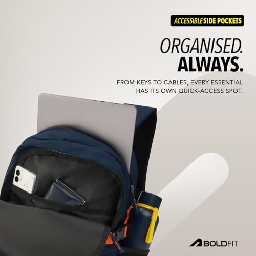 Image of Boldfit Laptop Backpack for Men & Women Premium Stylish Bags Ideal College Bag, Office Backpack & Travel Bag Water-Resistant with Bottle Holder