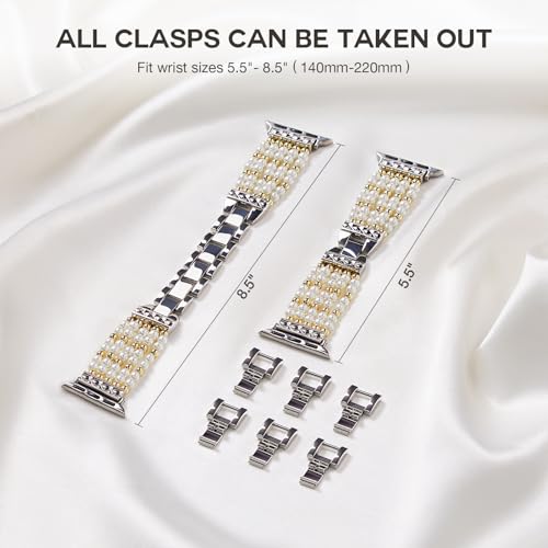 Image of Missair Compatible with Apple Watch Band 38mm 40mm 41mm 42mm 44mm 45mm 46mm 49mm, Stainless Steel Metal Strap Women Dressy Bracelet Wristband for iWatch Series 11 10 9 8 7 6 5 4 3 2 1 SE Ultra