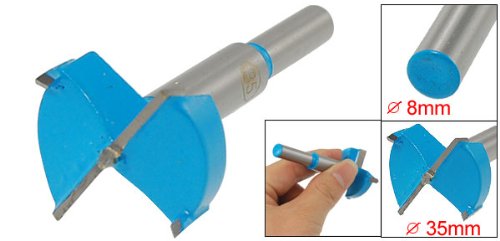 uxcell Forstner Drill Bits 35mm, Tungsten Carbide Wood Hole Saw, Woodworking Hinge Hole Drilling Boring Bit Cutter Cutting Tool (Gray, Blue)