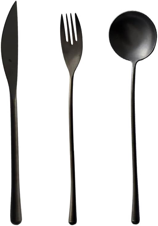 Silverware Flatware Cutlery Set, 3/12/18/24/30/36 Pcs Retro Black 304 Stainless Steel Steak Knife Fork Spoon Restaurant Tableware