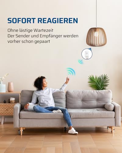 DEWENWILS Funkschalter mit Fernbedienung, Funk-Wandsender 230V, Wandschalter mit Sender, 30M Reichweite, Kabellos Funk Lichtschalter Set für Lampe, Keine Verkabelung Erforderlich, 3000W, Weiß