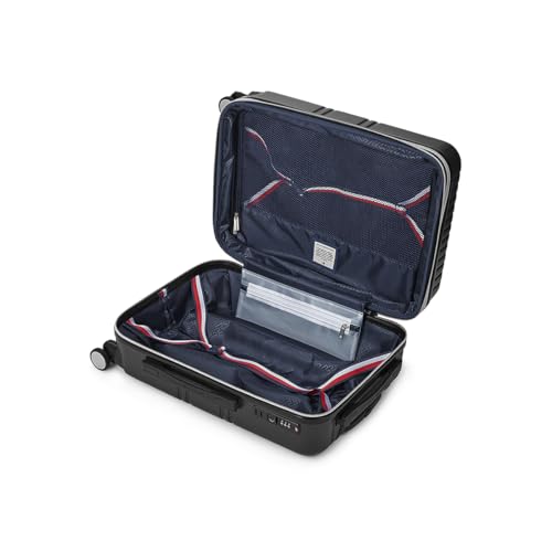 Image of Tommy Hilfiger Stanford Luggage Set of 3 (Cabin, Mid & Cargo)- Black | Polycarbonate Hardshell Suitcase | Expandable Trolley Bags with Flushed TSA Lock, 360 Spinner Wheels & Telescopic Handles